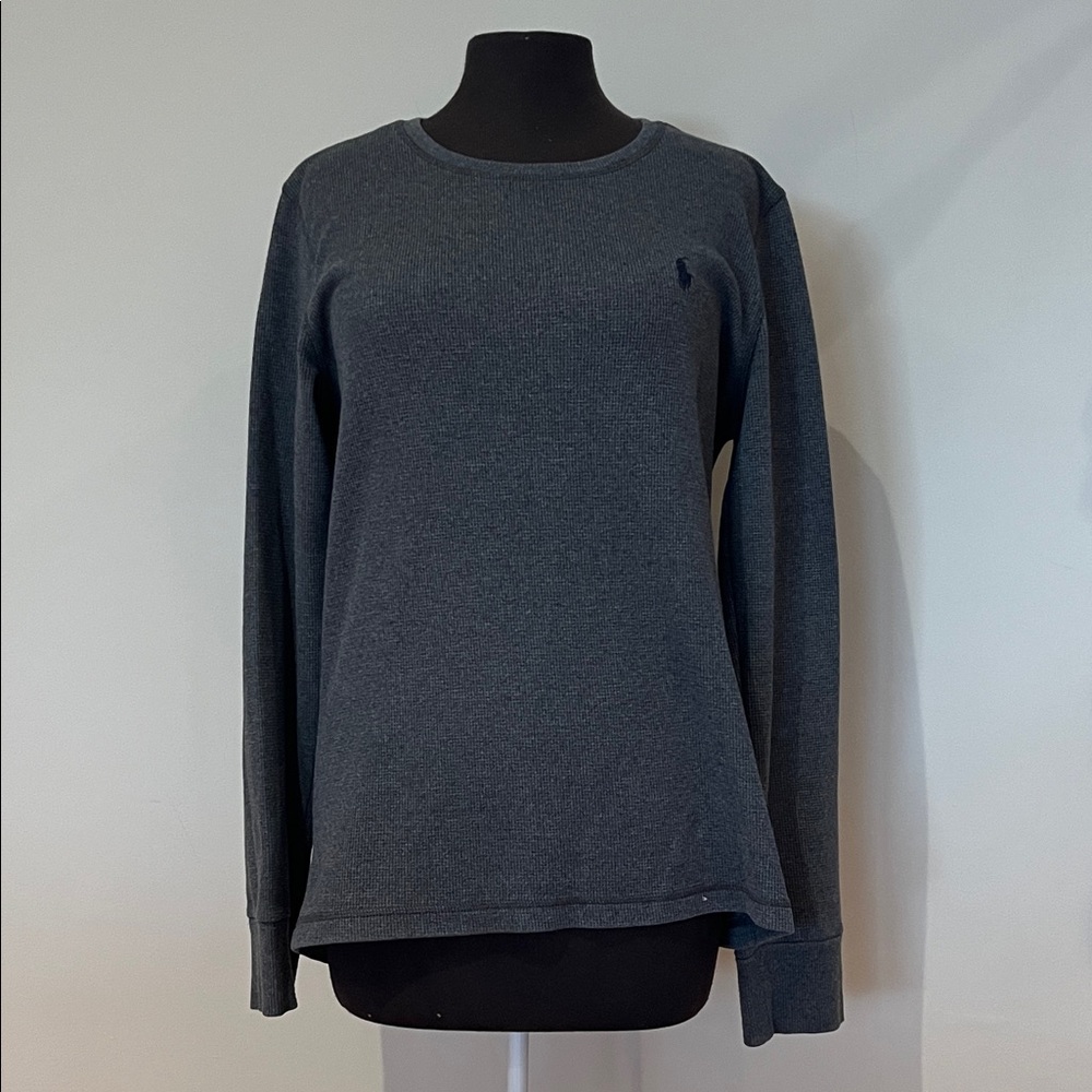 Ralph Lauren Polo grey long sleeve waffle knit shirt